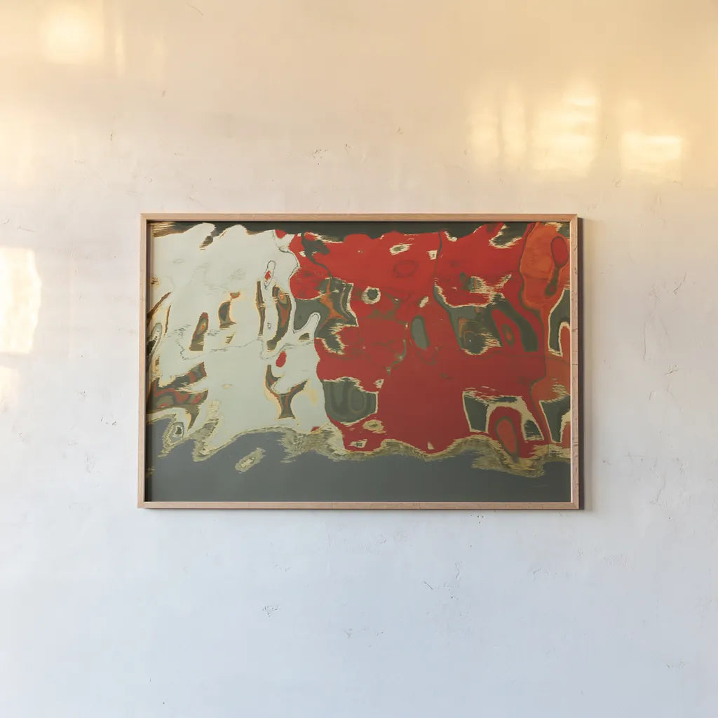 Reflections of Burano V by Aledanda. shown as a paper print in a natural frame. Available as a archival giclee rolled canvas, fine art paper, or poster print. SKU 41598i.