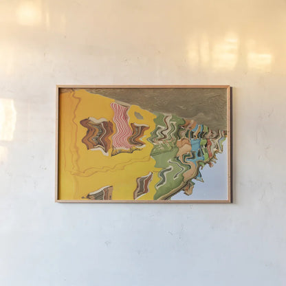 Reflections of Burano VI by Aledanda. shown as a paper print in a natural frame. Available as a archival giclee rolled canvas, fine art paper, or poster print. SKU 41599i.