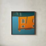 Reflections of Burano VII by Aledanda. Shown in a sleek black glass frame for a contemporary gallery look. Available as an archival giclee rolled canvas, fine art paper, or poster print. SKU 41600a.