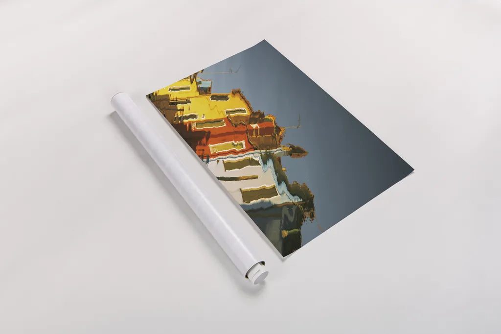 Reflections of Burano XI by Aledanda. shown as a rolled paper print. Available as archival giclee rolled canvas, fine art paper, or poster print. SKU 41604i.
