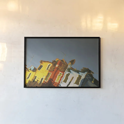 Reflections of Burano XI by Aledanda. shown as a paper print in a black flame. Available as a archival giclee rolled canvas, fine art paper, or poster print. SKU 41604i.