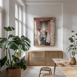Resting by Aledanda. shown as a print in a natural wood frame in a dining room. Available as a archival giclee rolled canvas, fine art paper, or poster print. SKU 38314h.