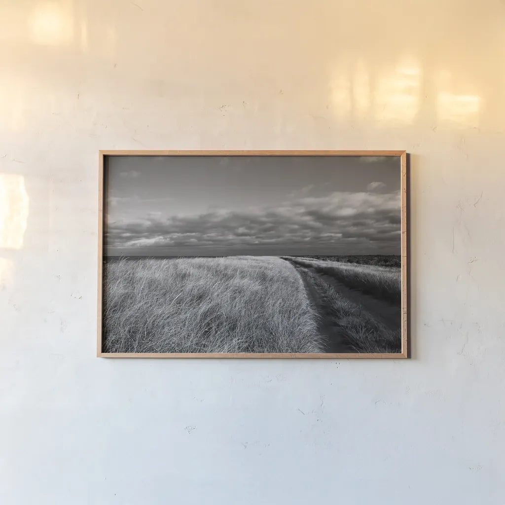 Road to the Beach by Aledanda. shown as a paper print in a natural frame. Available as a archival giclee rolled canvas, fine art paper, or poster print. SKU 64378i.