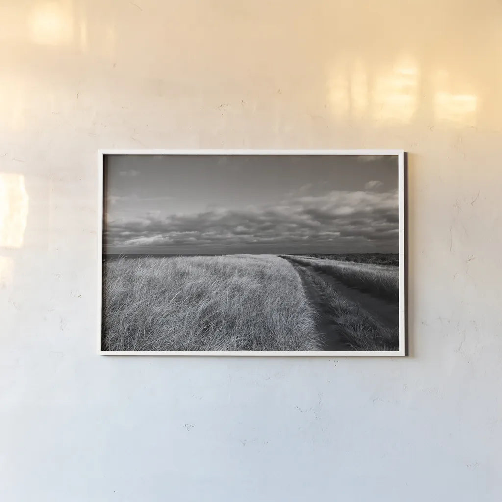 Road to the Beach by Aledanda. shown as a paper print in a white frame. Available as a archival giclee rolled canvas, fine art paper, or poster print. SKU 64378i.