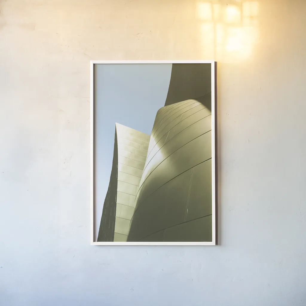 Skyscaper V Bright by Aledanda. shown as a paper print in a white frame. Available as a archival giclee rolled canvas, fine art paper, or poster print. SKU 80371h.