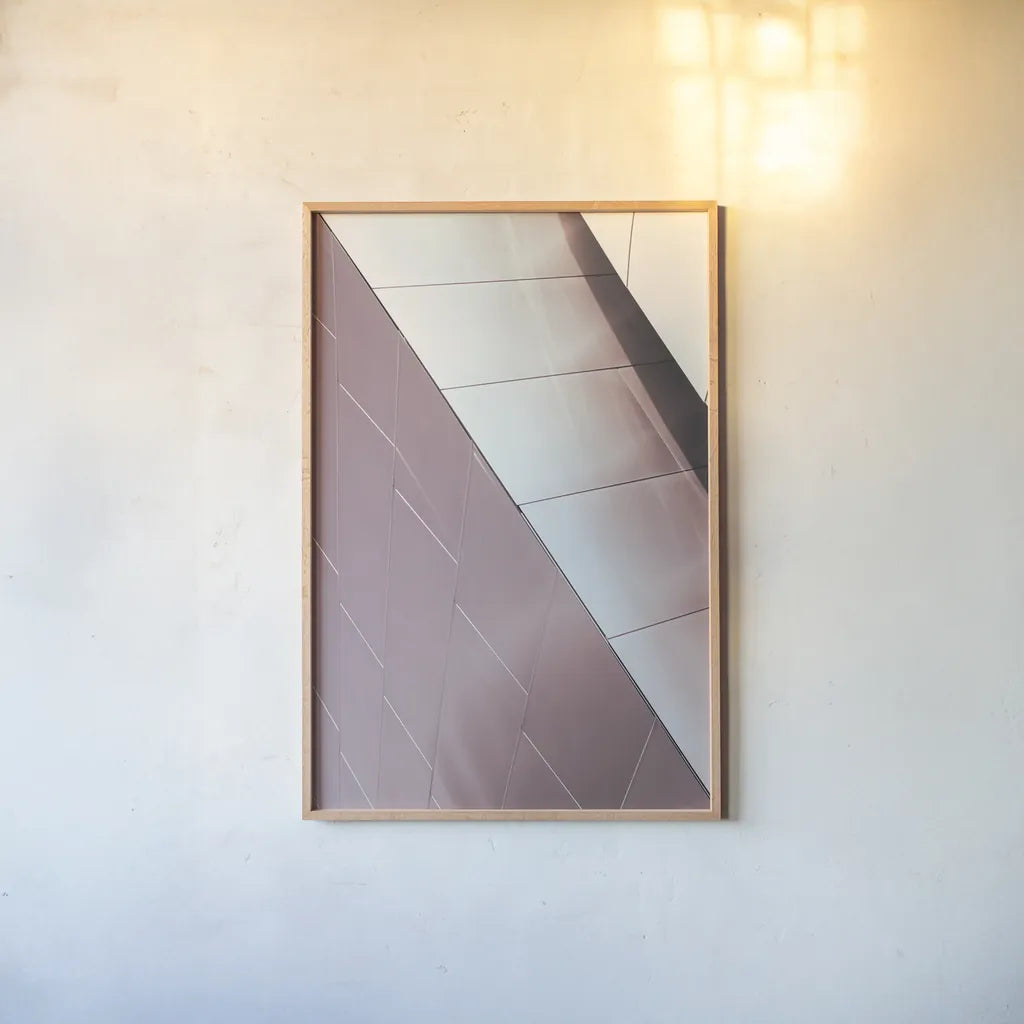 Skyscaper VI Bright by Aledanda. shown as a paper print in a natural frame. Available as a archival giclee rolled canvas, fine art paper, or poster print. SKU 80372h.