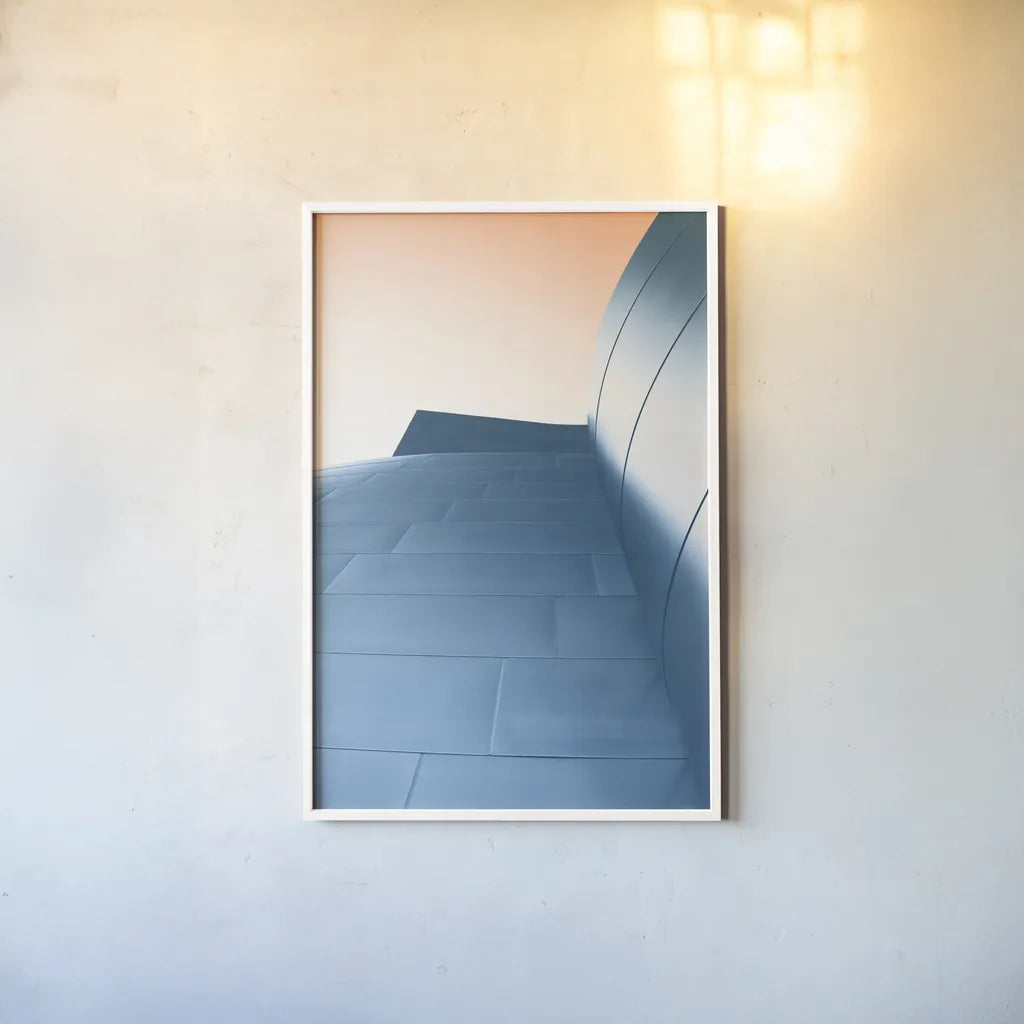 Skyscaper VIII Bright by Aledanda. shown as a paper print in a white frame. Available as a archival giclee rolled canvas, fine art paper, or poster print. SKU 80373h.