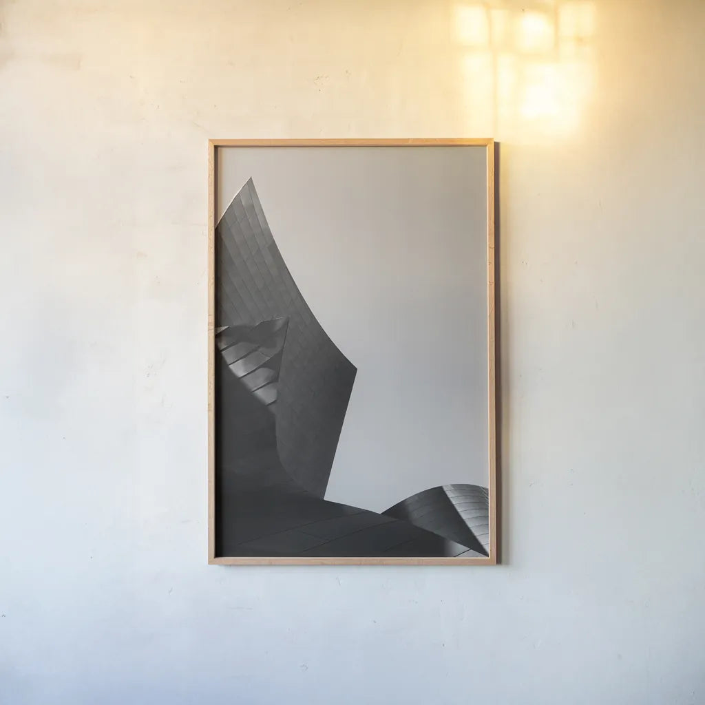 Skyscraper I by Aledanda. shown as a paper print in a natural frame. Available as a archival giclee rolled canvas, fine art paper, or poster print. SKU 53641h.