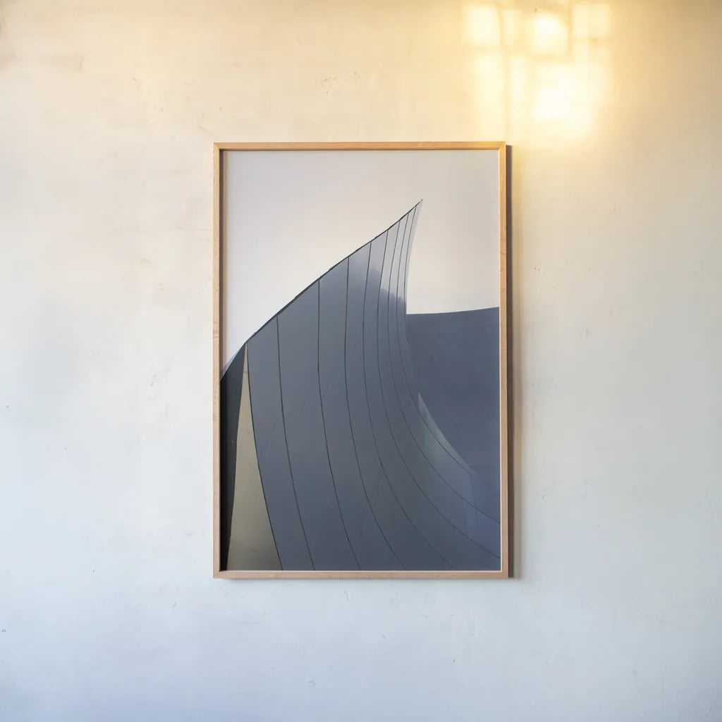 Skyscraper II by Aledanda. shown as a paper print in a natural frame. Available as a archival giclee rolled canvas, fine art paper, or poster print. SKU 53642h.