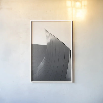 Skyscraper II BW Flipped by Aledanda. shown as a paper print in a white frame. Available as a archival giclee rolled canvas, fine art paper, or poster print. SKU 57208h.