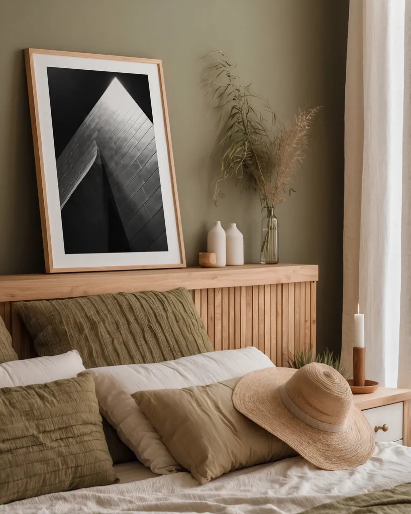 Skyscraper III by Aledanda. shown as a paper print in a natural frame. Available as a archival giclee rolled canvas, fine art paper, or poster print. SKU 53643h.