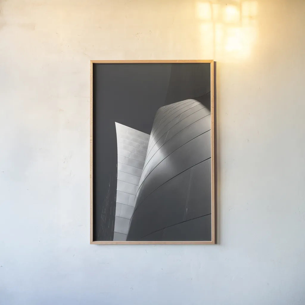 Skyscraper V by Aledanda. shown as a paper print in a natural frame. Available as a archival giclee rolled canvas, fine art paper, or poster print. SKU 53645h.