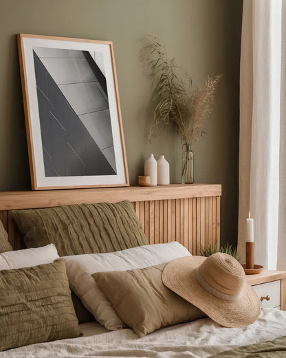 Skyscraper VI by Aledanda. shown as a paper print in a natural frame. Available as a archival giclee rolled canvas, fine art paper, or poster print. SKU 53646h.