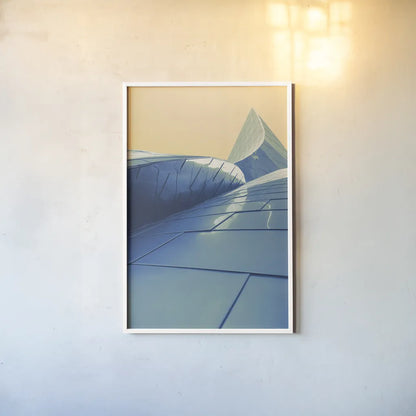 Skyscraper VII Spring by Aledanda. shown as a paper print in a white frame. Available as a archival giclee rolled canvas, fine art paper, or poster print. SKU 54452h.