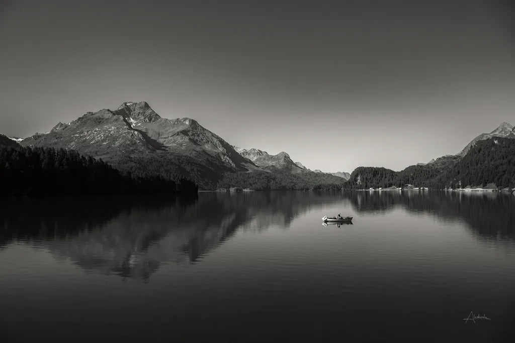 Solo Fishing by Aledanda. SKU 75862i. Archival Giclee Fine art print for wall decor.