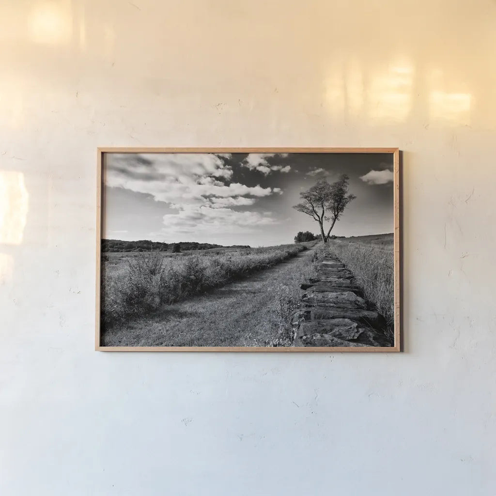 Stone Wall by Aledanda. shown as a paper print in a natural frame. Available as a archival giclee rolled canvas, fine art paper, or poster print. SKU 53590i.