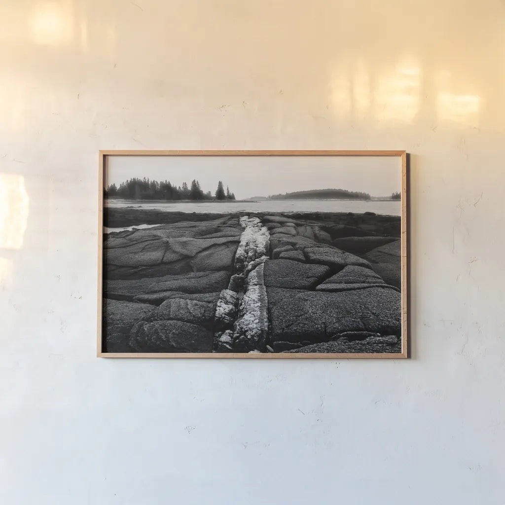 Stony Shore by Aledanda. shown as a paper print in a natural frame. Available as a archival giclee rolled canvas, fine art paper, or poster print. SKU 75863i.