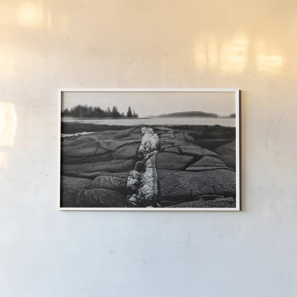 Stony Shore by Aledanda. shown as a paper print in a white frame. Available as a archival giclee rolled canvas, fine art paper, or poster print. SKU 75863i.