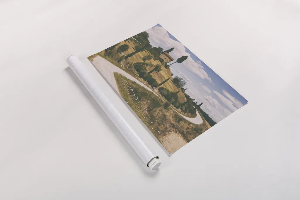 Strada Bianca I by Aledanda. shown as a rolled paper print. Available as archival giclee rolled canvas, fine art paper, or poster print. SKU 47847i.