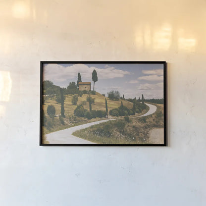 Strada Bianca I by Aledanda. shown as a paper print in a black flame. Available as a archival giclee rolled canvas, fine art paper, or poster print. SKU 47847i.