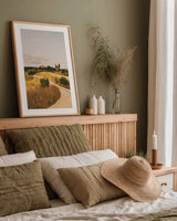 Strada Bianca II by Aledanda. shown as a paper print in a natural frame. Available as a archival giclee rolled canvas, fine art paper, or poster print. SKU 47848h.