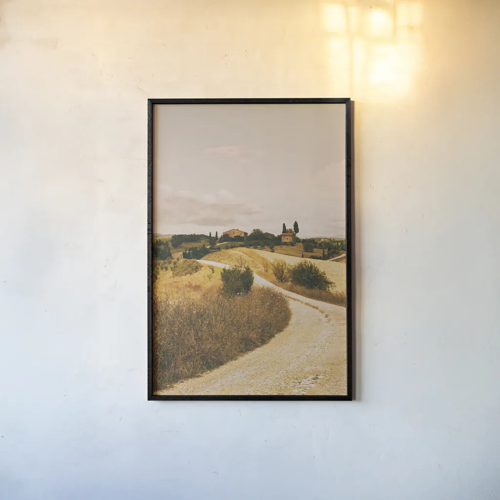 Strada Bianca II by Aledanda. shown as a paper print in a black flame. Available as a archival giclee rolled canvas, fine art paper, or poster print. SKU 47848h.