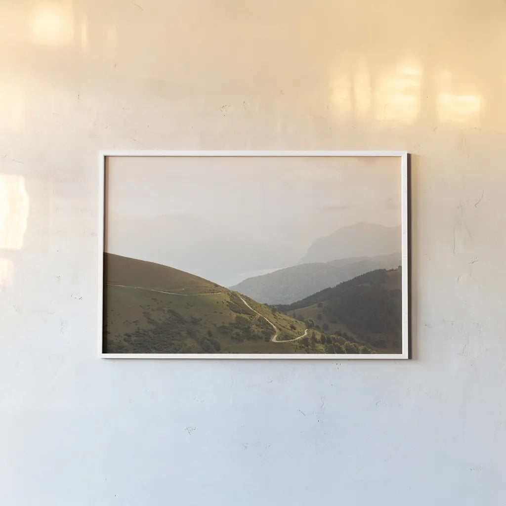 The Pass by Aledanda. shown as a paper print in a white frame. Available as a archival giclee rolled canvas, fine art paper, or poster print. SKU 63232i.