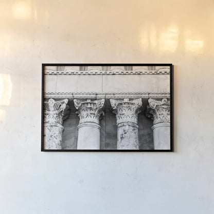 The Pillars by Aledanda. shown as a paper print in a black flame. Available as a archival giclee rolled canvas, fine art paper, or poster print. SKU 58394i.