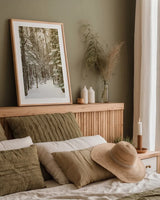 Through the Woods by Aledanda. shown as a paper print in a natural frame. Available as a archival giclee rolled canvas, fine art paper, or poster print. SKU 60992h.