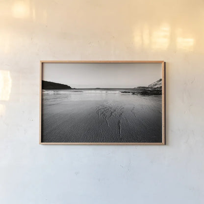 Tide Going Out by Aledanda. shown as a paper print in a natural frame. Available as a archival giclee rolled canvas, fine art paper, or poster print. SKU 64382i.