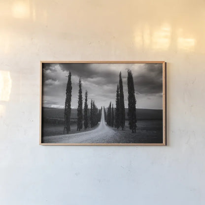 Travelling in Tuscany by Aledanda. shown as a paper print in a natural frame. Available as a archival giclee rolled canvas, fine art paper, or poster print. SKU 58397i.