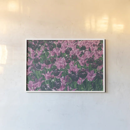 Tulip Botanical by Aledanda. shown as a paper print in a white frame. Available as a archival giclee rolled canvas, fine art paper, or poster print. SKU 63219i.