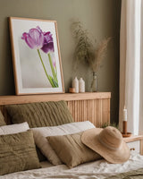Tulip Time II by Aledanda. shown as a paper print in a natural frame. Available as a archival giclee rolled canvas, fine art paper, or poster print. SKU 55237h.