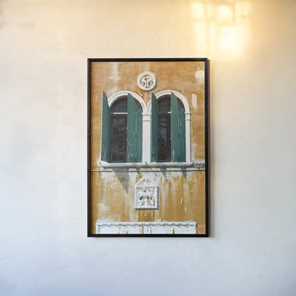 Venice Architecture I by Aledanda. shown as a paper print in a black flame. Available as a archival giclee rolled canvas, fine art paper, or poster print. SKU 81696h.