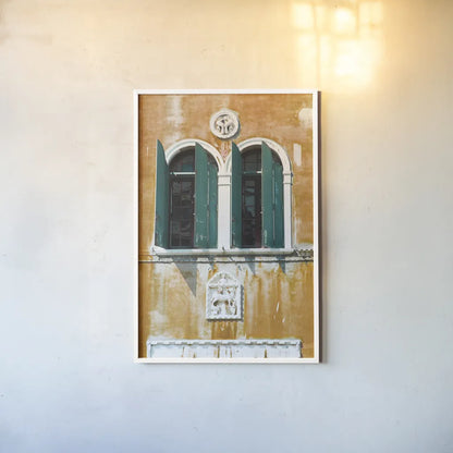 Venice Architecture I by Aledanda. shown as a paper print in a white frame. Available as a archival giclee rolled canvas, fine art paper, or poster print. SKU 81696h.