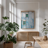 Venice Architecture II by Aledanda. shown as a print in a natural wood frame in a dining room. Available as a archival giclee rolled canvas, fine art paper, or poster print. SKU 81697h.
