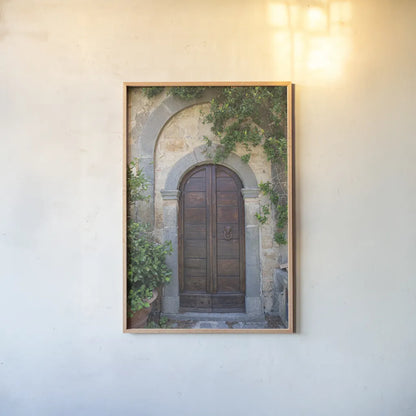 Venice Doorway by Aledanda. shown as a paper print in a natural frame. Available as a archival giclee rolled canvas, fine art paper, or poster print. SKU 58391h.