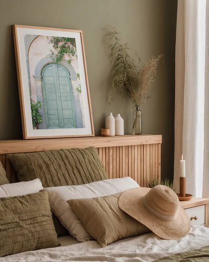 Venice Doorway Light by Aledanda. shown as a paper print in a natural frame. Available as a archival giclee rolled canvas, fine art paper, or poster print. SKU 67213h.