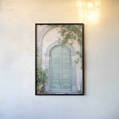 Venice Doorway Light by Aledanda. shown as a paper print in a black flame. Available as a archival giclee rolled canvas, fine art paper, or poster print. SKU 67213h.
