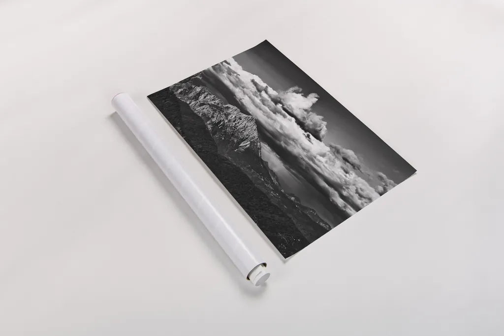 View of the Peaks by Aledanda. shown as a rolled paper print. Available as archival giclee rolled canvas, fine art paper, or poster print. SKU 67689i.