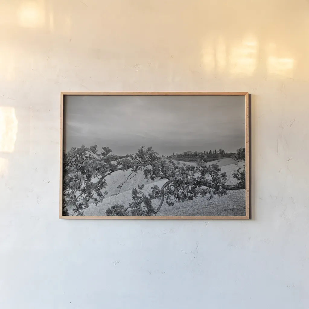 Villa View by Aledanda. shown as a paper print in a natural frame. Available as a archival giclee rolled canvas, fine art paper, or poster print. SKU 75864i.