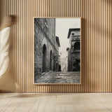 Village Square by Aledanda. shown as over sized large wall art. Available as an archival giclee rolled canvas, fine art paper, or poster print. SKU 67690h.