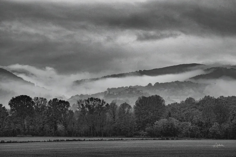 Village in the Fog by Aledanda. SKU 75865i. Archival Giclee Fine art print for wall decor.