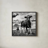 Waiting BW Crop by Aledanda. Shown in a sleek black glass frame for a contemporary gallery look. Available as an archival giclee rolled canvas, fine art paper, or poster print. SKU 38312a.