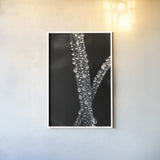 Water Droplets by Aledanda. shown as a paper print in a white frame. Available as a archival giclee rolled canvas, fine art paper, or poster print. SKU 55304h.