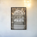 Winterthur Gate by Aledanda. shown as a paper print in a black flame. Available as a archival giclee rolled canvas, fine art paper, or poster print. SKU 53589h.