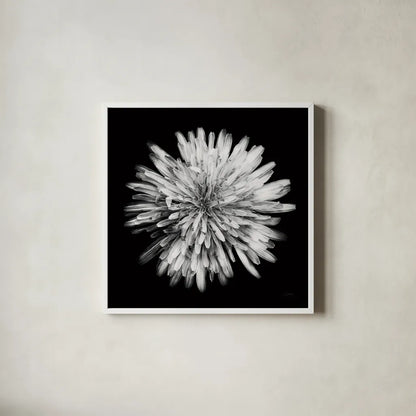 Yellow Flower I by Aledanda. Shown in a crisp white glass frame for a clean and minimalist style. Available as an archival giclee rolled canvas, fine art paper, or poster print. SKU 55260a.