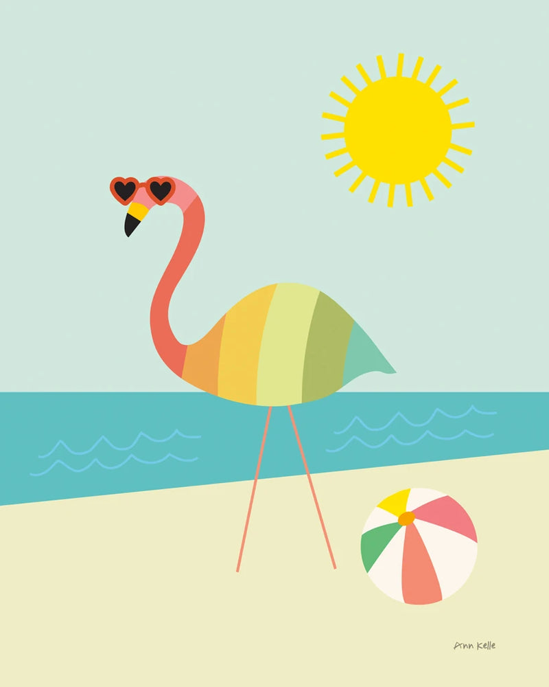 Beach Flamingo by Ann Kelle