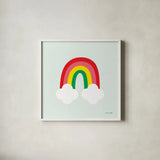 Bright Rainbow I by Ann Kelle. Shown in a crisp white glass frame for a clean and minimalist style. Available as an archival giclee rolled canvas, fine art paper, or poster print. SKU 56492a.