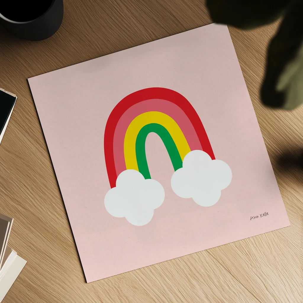 Bright Rainbow II by Ann Kelle. Shown as a detailed flat fine art print, highlighting archival giclee quality. Available as an archival giclee rolled canvas, fine art paper, or poster print. SKU 56493a.